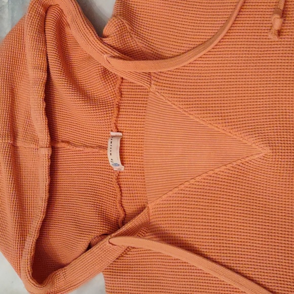 Free People Movement Orange Waffle Hoodie Size Small - Picture 2 of 6